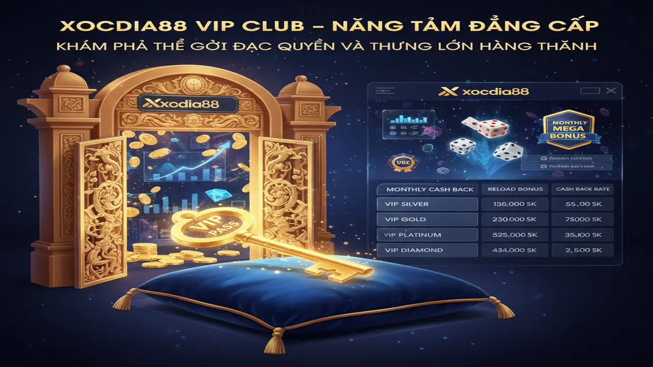 Đặc quyền VIP: Thưởng lớn hàng tháng Xocdia88